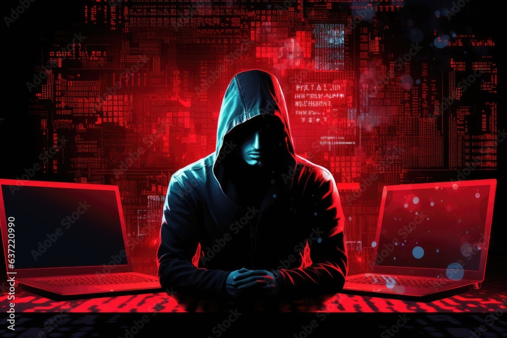 Wall mural hackers cracking data for data theft with computer , cybersecurity, digital crime.