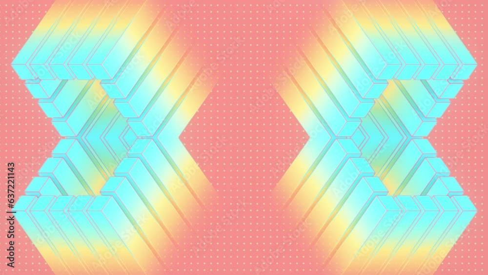 Poster Symmetrical geometric background. 3d rendering loop animation HD