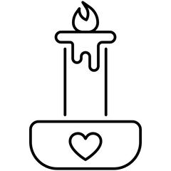 Love Candle Outline Icon