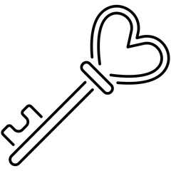 Love Key Outline Icon