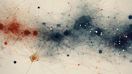 Complex webs of interconnected lines, cables, and fibers symbolizing the intricate networks that support remote work | generative AI