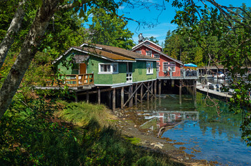 Fototapeta na wymiar Telegraph Cove cityscape, Vancouver Island, British Columbia, Canada.