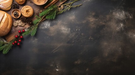 Bakery background for cooking Christmas baking decorated 