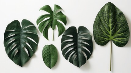 Monstera leaves isolated in white background
