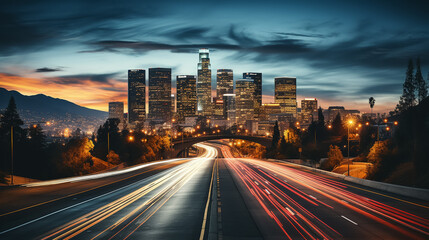 Fototapeta premium Time-lapse photography of traffic, on the road, Blurred background