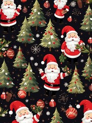 Christmas theme seamless pattern, tree, present