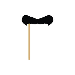 Black mustache on stick flat style, vector illustration