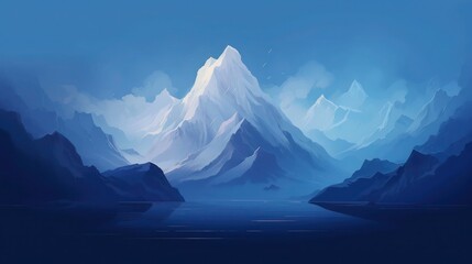 Blue gradient mountains landscape background