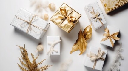 Fototapeta na wymiar Christmas gifts decoration on a white background