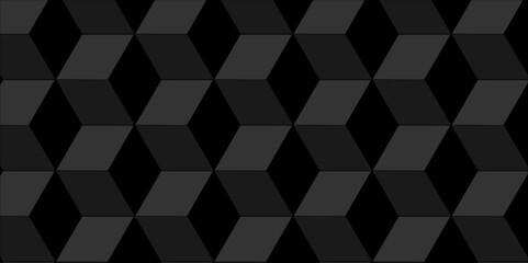 Modern Abstacts Black cube geometric seamless background. Seamless blockchain technology pattern. Vector iilustration pattern with blocks. Abstract geometric design print of cubes pattern.
