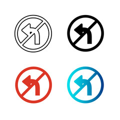 Abstract No Left Turn Silhouette Illustration