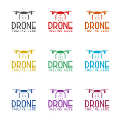 Drones for Agriculture logo template icon isolated on white background. Set icons colorful