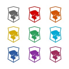 Tree shield logo icon isolated on white background. Set icons colorful