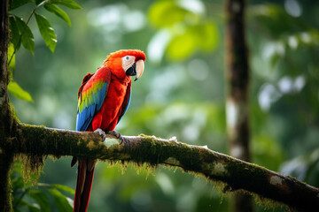 macaw parrot on green nature.