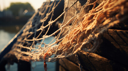 Fototapeta na wymiar Fishermen's Nets Adorning the Shoreline.