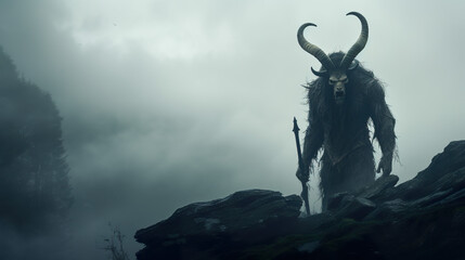 Obraz na płótnie Canvas Goatman is a creature resembling a goat-human hybrid 