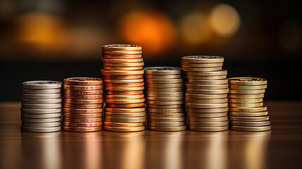 A stack of coins symbolizes investment, growth, and the foundational elements of wealth.