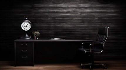 office workspace black background