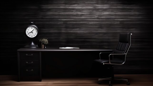 Office Workspace Black Background