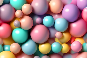 Abstract pastel colored background. Soft colors balls and bubble gums. Digital Illustration