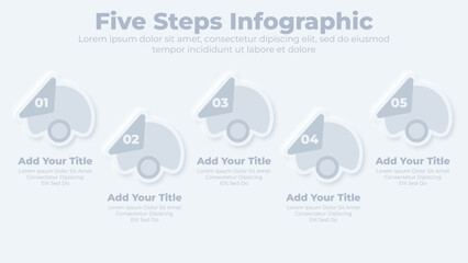 Business infographic template with five steps or options for presentation