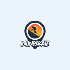 Fototapeta na wymiar Inline skate sport logo template. Logo of a stylized inline skate player in motion.