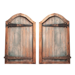 Wooden saloon doors on transparent background with clipping path - obrazy, fototapety, plakaty