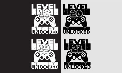 year 18 to 21 year gaming shirt. Level Unlocked Gaming Bundles,Vintage Gaming shirt,Kids gaming Shirt.