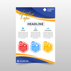 Obraz premium Modern Abstract Curved Blue Flyer Template