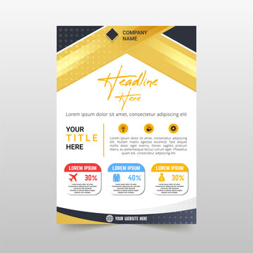 Modern Abstract Black and Gold Flyer Template With Diagonal Lines