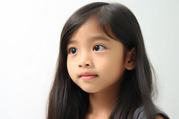 Fototapeta premium a little girl with long hair and a black shirt