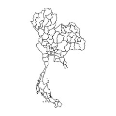 Outline Sketch Map of Thailand With States and Cities