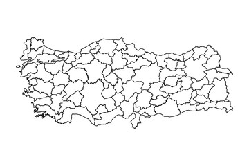 Outline Sketch Map of Turkey With States and Cities