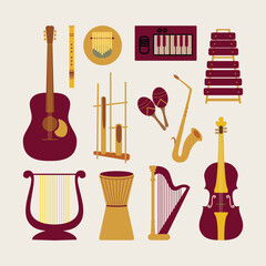 set of musical instruments