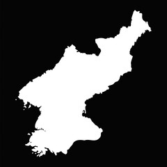 Simple North Korea Map Isolated on Black Background