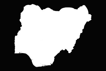 Simple Nigeria Map Isolated on Black Background