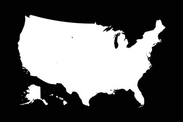 Simple United States Map Isolated on Black Background
