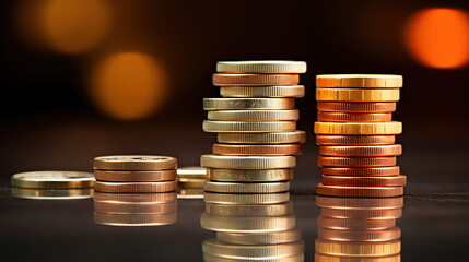 Coins neatly stacked portray investment, growth, and the fundamental components of financial prosperity.
