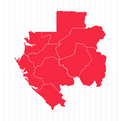 States Map of Gabon With Detailed Borders