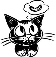 Uncomplicated monochrome vector image of a cat