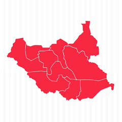 Obraz premium States Map of South Sudan With Detailed Borders