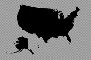 Transparent Background United States Simple map