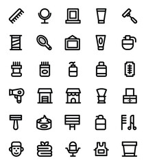 Outline icons for barbershop