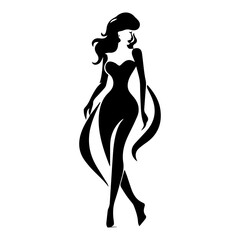 silhouette of a girl in a dress