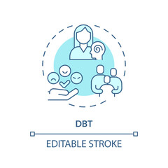 2D editable DBT blue thin line icon concept, isolated vector, monochromatic illustration representing behavioral therapy.