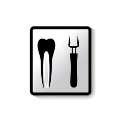 Icon of a dental floss and toothbrush, black color, signifying oral hygiene Generative AI