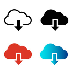 Abstract Cloud Data Download Silhouette Illustration