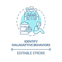 2D editable identify maladaptive behaviors blue thin line icon concept, isolated vector, monochromatic illustration representing behavioral therapy. - obrazy, fototapety, plakaty