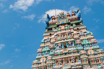 Sri Ranganatha Swamy Temple,Ranga Ranga Gopuram Tower Srirangam, a hindu temple in trichy, Tamil Nadu, India - obrazy, fototapety, plakaty