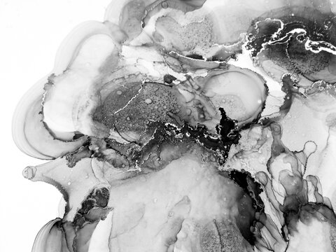 Colorless Aqua Art. Marble Foil Texture. Gray